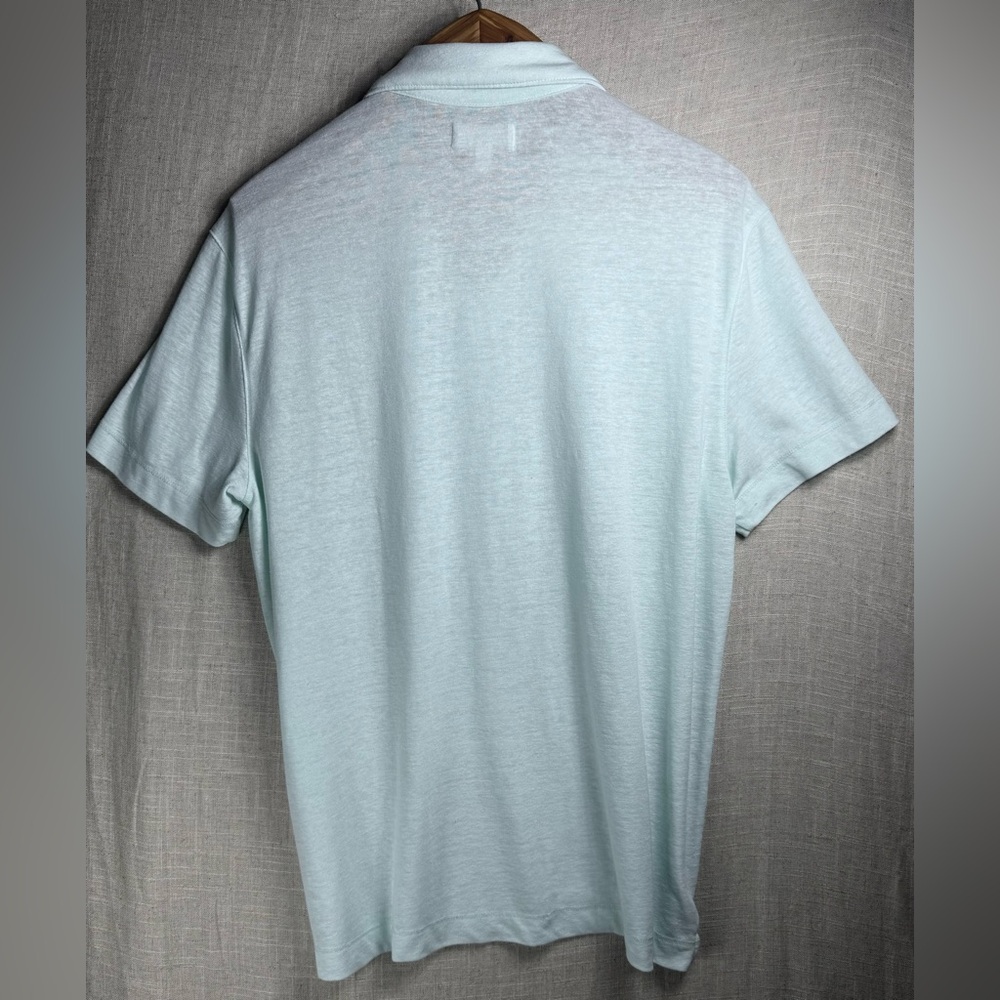 Banana Republic Standard-Fit Linen-Blend Johnny Collar Polo Dew Drop Size Large - Picture 3 of 10